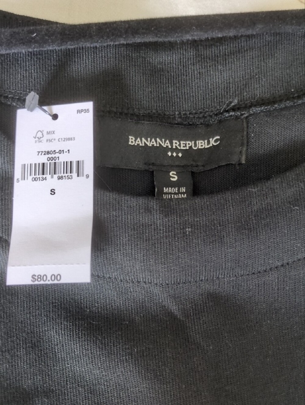 NWT Banana Republic Black Sleeveless Shift Dress Size S Midi Sheath Career - Picture 2 of 3